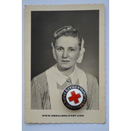 A German Red Cross Female Helper’s Service Badge with photo.