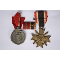 Set badges East Medal, War Merit Cross without swords and ribbon bar.