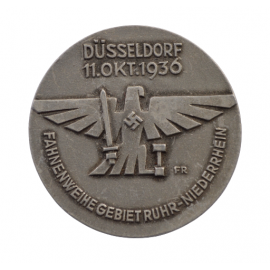 A 1936 HJ Düsseldorf Flag Consecration Badge For The Ruhr-Niedersachsen District By Paulmann & Crone