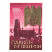 III. Reich - colored propaganda postcard - "Danzig is German - Kriegs-WHW"