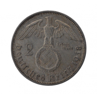 Germany - Third Reich 1933-1945, 2 Reichsmark, 1936 J, Hamburg, Paul von Hindenburg