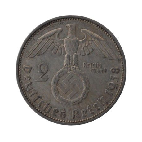 Germany - Third Reich 1933-1945, 2 Reichsmark, 1936 J, Hamburg, Paul von Hindenburg