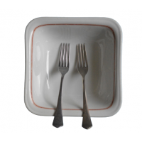 MESS HALL vegetable dish and two forks