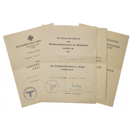 Set Paper Awards after Unteroffizier Wilhelm Rauschner  Werkstatt Kompanie 186