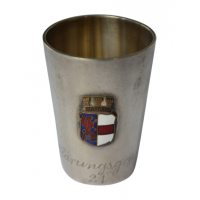 Shotglass of the Reconnaissance Group with a beautiful enamel coat of arms of the city of Satragard.