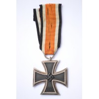 Iron Cross Second Class 1939 unmarked "65" maker Klein & Qenzer Idar-Oberstein with rare early long orange coloured ribbon.