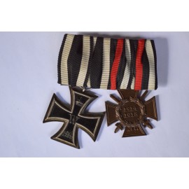 WWI Medals Bar - Iron Cross 1914 and Hindenburg Cross
