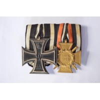 WWI Medals Bar - Iron Cross 1914 and Hindenburg Cross