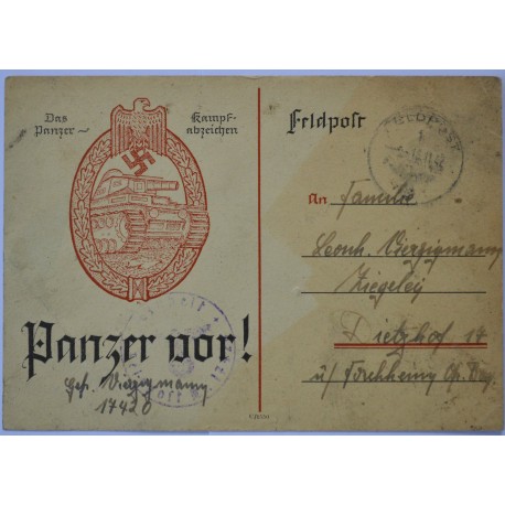 Germany, Panzer. An Official Letter, feldpost