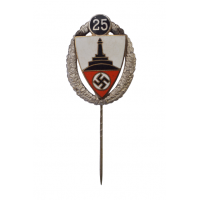 A German Veterans Association Twenty Five Year Membership Badge on Pin