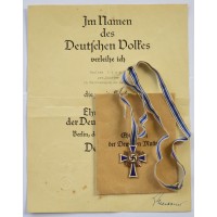 Germany, Third Reich. An Honour Cross Of The German Mother Award Document, Bronze Grade Decoration.