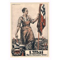 III. Rich - colored propaganda postcard - "May 1 - National Labor Day 1934"