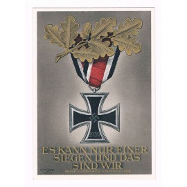 GERMAN WW2 MILITARY POSTCARD WITH IRON CROSS- ES KANN NUR EINER SIEGEN UND DAS SIND WIR ADOLF HITLER AM 8. November 1939
