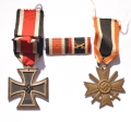 Set badges Iron Cross, War Merit Cross with swords and ribbon bar.