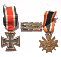 Set badges Iron Cross, War Merit Cross with swords and ribbon bar.