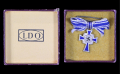 Miniature Mother's Cross in silver on ribbon, marked L/60 maker Gustav Brehmer from Markneukirchen, in LDO sales box.