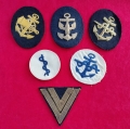 Five Second War Kriegsmarine Badges+ Rank Chevron.