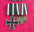 WWI Iron Cross marked KM, Hindenburg Cross for Combatants with Ribbon Bar