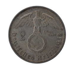 Germany - Third Reich 1933-1945, 2 Reichsmark, 1936 J, Hamburg, Paul von Hindenburg