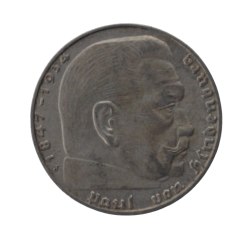 Germany - Third Reich 1933-1945, 2 Reichsmark, 1936 J, Hamburg, Paul von Hindenburg