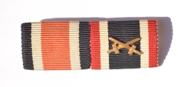 Set badges Iron Cross, War Merit Cross with swords and ribbon bar.