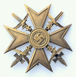 A Spanish Cross With Swords - Bronze Grade Marked L/11 Maker Wilhelm Deumer, Lüdenscheid.