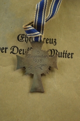 Germany, Third Reich. An Honour Cross Of The German Mother Award Document, Silver Grade Decoration.