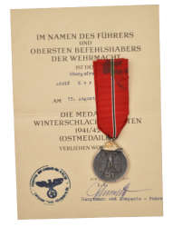 East Medal Award & Document To Obergefreiten