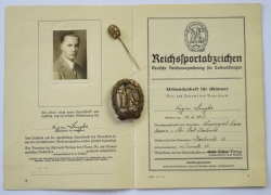 A set of  Sport Badges Bronze DRL and documents of one person.