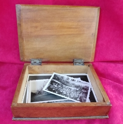 Wooden box with the image of U-Boot + 13 Kriegsmarine Photographs