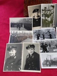 Wooden box with the image of U-Boot + 13 Kriegsmarine Photographs