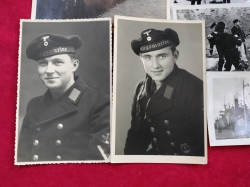 Wooden box with the image of U-Boot + 13 Kriegsmarine Photographs