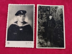 Wooden box with the image of U-Boot + 13 Kriegsmarine Photographs