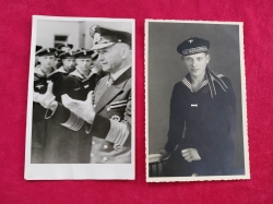 Wooden box with the image of U-Boot + 13 Kriegsmarine Photographs