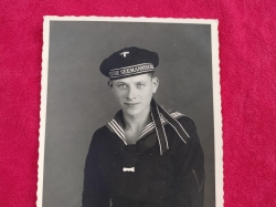 Wooden box with the image of U-Boot + 13 Kriegsmarine Photographs