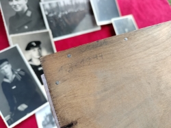 Wooden box with the image of U-Boot + 13 Kriegsmarine Photographs