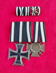 WWI Iron Cross marked KM, Hindenburg Cross for Combatants with Ribbon Bar