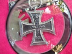 WWI Iron Cross marked KM, Hindenburg Cross for Combatants with Ribbon Bar