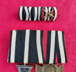 WWI Iron Cross marked KM, Hindenburg Cross for Combatants with Ribbon Bar