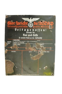 Germany, NSDAP. A Party Announcement Sign, C.1938