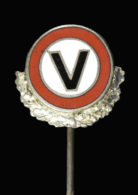 German "V" (Viktoria / V-Aktion) propaganda pin from World War II.