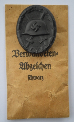 WOUND BADGE BLACK GRADE, MAGNETIC IN ENVELOPE MARKED WILHELM HOBACHER, WIEN.