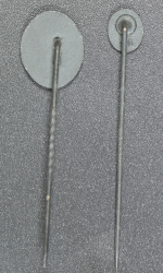 Set Wound Badge Black stickpins, one marked L/18 