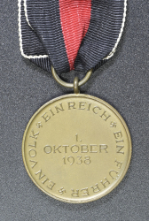 Germany. An Entry Into The Sudetenland Commemorative Medal