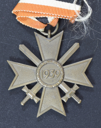 Set badges Iron Cross, War Merit Cross with swords and ribbon bar.