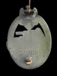 AN SILVER GRADE TANK BADGE MARKED FRANK & REIF, STUTTGART.