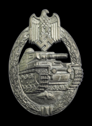AN SILVER GRADE TANK BADGE MARKED FRANK & REIF, STUTTGART.
