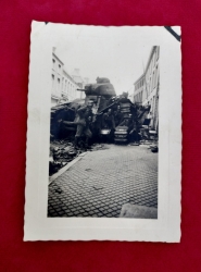 Destroyed French Char B Tank Named "Bearn II"German soldiers posing