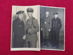 Two photos of a Kriegsmarine soldier with a soldier of the ,,Küsten-Artillerie" coastal artillery and a Luftwaffe soldier