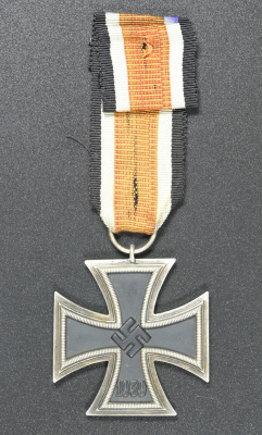 Iron Cross Second Class 1939 unmarked "65" maker Klein & Qenzer Idar-Oberstein with rare early long orange coloured ribbon.